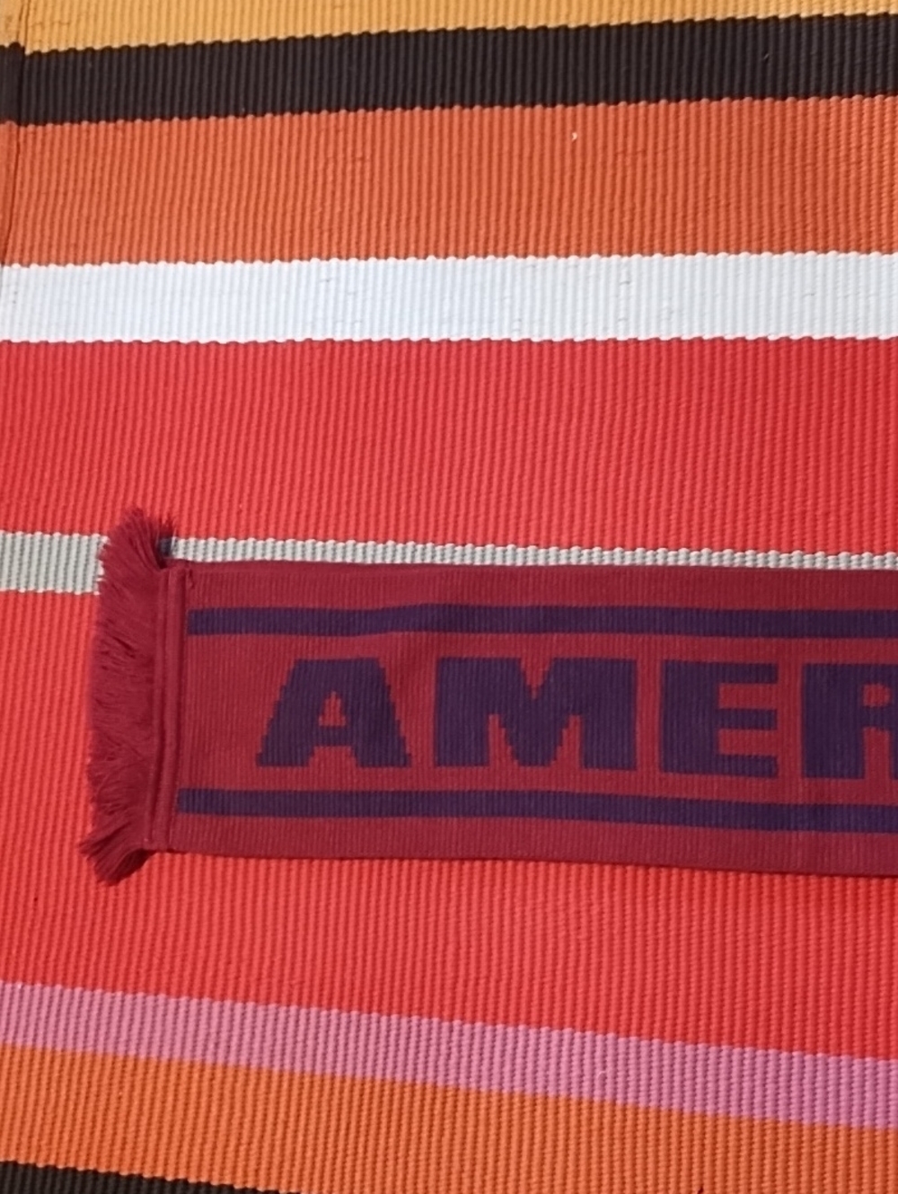 💥3/$5💥American Eagle Outfitters Red and Purple Striped Scarf EUC.